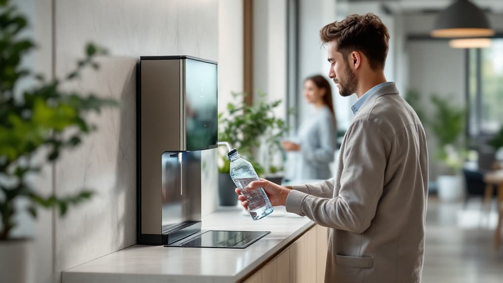 HydraPulse connected water dispenser in a modern workplace